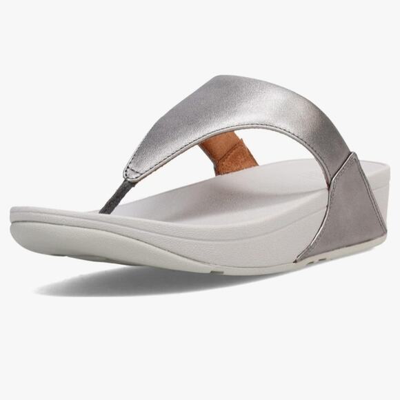 Fitflop Lulu Silver Metallic Gray Thong Sandals size 8 - Picture 1 of 10
